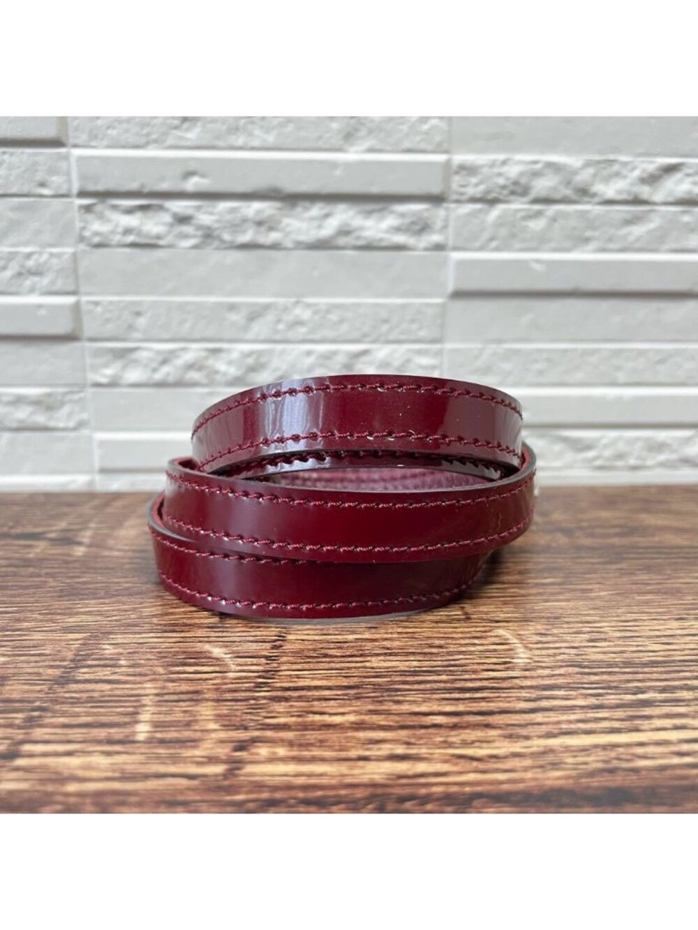 Chanel Enamel Leather Silver Buckle Belt Bordeaux - Picture 4 of 10